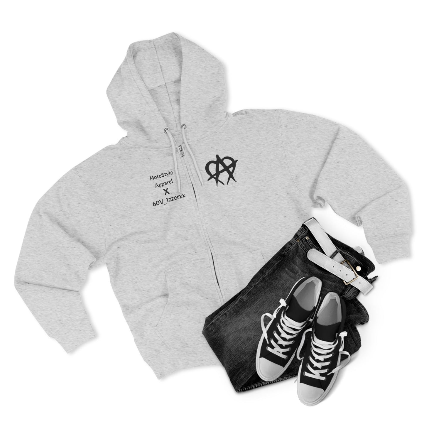 MotoStyle Apparel X 60V_1zzerxx Grey Edition Mens Zip Up Hoodie
