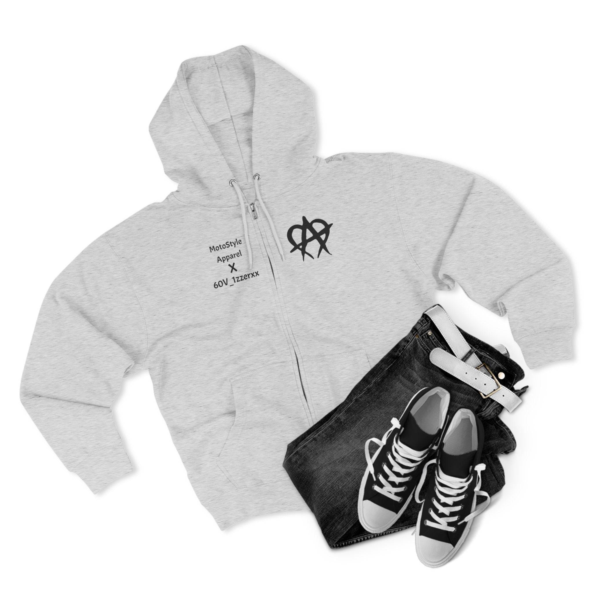 MotoStyle Apparel X 60V_1zzerxx Grey Edition Mens Zip Up Hoodie